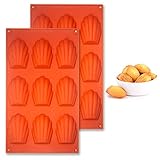 2 Stück Silikon Madeleines Backform Für Schokolade, SüßIgkeiten, Kekse, Eiswürfel (9 Hohlräume, Braun)