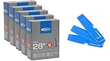 Schwalbe Fahrradschläuche SV 15 700 x 18–25, Presta-Ventil, 40 mm Fahrradschlauch, Super-Value-Bundle, Packung mit 5 SV15-Schläuchen und 3 Schwalbe-Reifenhebern