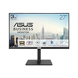 ASUS VA27UQSB-Business-Monitor (68,6 cm (27 Zoll), UHD (3840 x 2160), IPS, Rahmenlos, HDR10, DisplayPort, Dual-HDMI, Lautsprecher, Augenpflege, ergonomisch, schwenkbar, schwenkbar, höhenverstellbar,