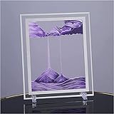 Bewegliche Sandkunst Bild Quadratische Glas Sandlandschaften in Bewegungsrahmen 3D Treibsand Malerei Dekoration für Home Office Desktop Decor Kreatives Geschenk (Größe: 31 × 25 cm, Farbe: Blau)