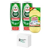 GroceriesRus Fairy Max Power Original Spülmittel, 640 ml, 2 Stück und Ellenbogenfett, entfernt hartnäckige Flecken