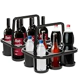 Novaliv 2X Flaschenträger für 12 Flaschen - Stabiler Halt - Getränkekorb Kunststoff, Stapelbar, 32x23x28cm Anthrazit - Ideal für Küche & Keller Getränkekorb Bierträger Getränketräger Flaschenbox