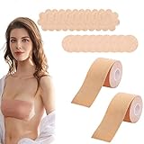 GIHENHAO 2 Pack Boob Tape and 10 Paare Nipple Cover Set,Brustlifting Tape Big Breast Body Tape Unsichtbares Push Up Klebe BH Adhesive Tape,5m x 5cm(alle Tassen)