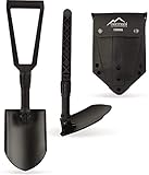 normani EXTRA STABIL - BW Klappspaten mit Tasche, Bundeswehr/US Army Militär Schaufel/Feldspaten/Spaten aus Carbonstahl/Stahl - Ideal für Outdoor, Camping, Survival und Jagd Farbe Schwarz/Borstahl