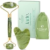 Jade Roller & Gua Sha Stein von Plantifique Natürlicher Grüner Jade Roller Massageroller - Gesichtsroller aus Jade Stein - Gesichtsmassage Für Augenschwellungen Hautstraffung von Gesicht Face Roller