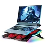 Offgridtec Laptop-Kühler K25 Pro, Belüfteter Ständer mit 4 leisen Lüftern bei 1100 U/min, 2 USB-Anschlüsse, Höhenverstellbar, Ergonomisches Design für Gaming-Konsolen & Laptops, Rot