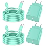 iPhone Ladekabel, [MFi-Zertifiziert] 2er Pack 25W iPhone Ladegerät Apple Ladekabel 2M,USBC Schnellladegerät mit USB C auf Lightning Kabel für i Phone 14 13 12 11 Pro Max XS XR X 8 7 6 Plus 5 iPad,Grün
