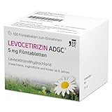 LEVOCETIRIZIN-ADGC 5mg - 100 Stück - Allergie-Tablette mit vergleichbaren Ergebnissen wie Cetirizin bei halber Dosierung - zur Therapie von Allergiebeschwerden wie Heuschnupfen und Nesselsucht