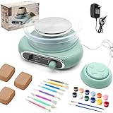 fisca Mini-Töpferscheibe, 4,7“ Töpferscheibe für Kinder, Jugendliche und Erwachsene Anfänger, Plug-in-Motor, 1,32Lb lufttrocknender Ton, Bastelset für Heimwerker, Keramikarbeiten und Kunstschaffen