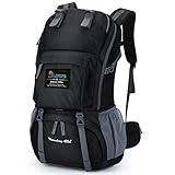 MOUNTAINTOP 40L Wanderrucksack Herren Damen Trekkingrucksack Backpacker Reiserucksack Outdoor Camping Klettern Rucksäcke mit Regenhülle (Schwarz)