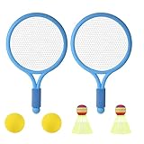 Uqezagpa Kinder-Tennisschläger-Set für Kinder, Badmintonschläger mit 2 Schaumstoffbällen, 2 Badminton-Federbällen für Kinder von 3–12 Jahren