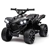 Kinder Quad Elektro 6V Kinderquad, Elektroauto Mit LED-Scheinwerfern, Musik & Hupe, Kinderfahrzeug Mit 4 rutschfeste Räder & Vorwärts/Rückwärts-Funktion, Für Kinder 3-8 Jahre Alt, Schwarz