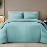 Pamposh Satin Streifen Einzelbettbezug Set - Prämie Hotel Qualität Bettbezug Bettwäsche Sets - Hypoallergene Ultraweiche Mikrofaser Bettwäsche Set (Einzel (135 x 200 cm))