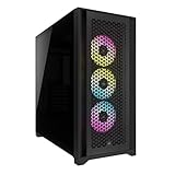 Corsair iCUE 5000D RGB Airflow Mid-Tower-Gehäuse, 3 × AF120 RGB Elite-Lüfter – iCUE Lighting Node PRO-Beleuchtungssteuerung – Konstruktion Mit Hohem Luftdurchsatz - Schwarz