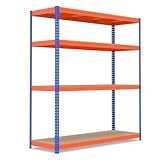 COSTWAY 4-stöckiges Metallregal 181 x 61 x 203 cm, Schwerlastregal mit verstellbaren Regalbrettern, Kellerregal belastbar bis 2400 kg, Lagerregal für Zuhause, Küche, Garage & Keller