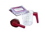 Messbecher und Löffel-Set, 9-teilig, stapelbar, für flüssige und trockene Zutaten, transparente Kunststoff-Messbecher und Löffel, Küche, Kochen, Backen, stapelbar, Messung, BPA-frei, spülmaschinenfest