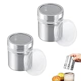 2 Stück Puderzuckerstreuer,Puderzuckermühle,Kakaostreuer,Staubzuckerstreuer,Streuer,Mehlstreuer,Modern,Mühle,Staubzuckermühle,Edelstahl,Pulverstreuer,für Klein mit Deckelkakaopulver,Puderzucker,Shaker
