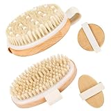 Massagebürste, 2 Stück Körperbürste Cellulite, Trockenbürste Vegan, Körperbürste Naturborsten, Badebürste, Dry Brush, Massage Bürste, Trockenmassage Bürste, um die Durchblutung zu verbessern