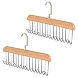 2 Stück Drehbarer Krawattenhalter, 360 Grad Gürtelbügel Kleiderschrank Kleiderbügel Holz Gürtelaufhänger Schrank Garderobe Mit Mehreren Haken Krawattenaufhänger