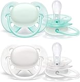 Philips Avent SCF210/03 Ultra Soft Schnuller, 0-6 Monate, Arktis-Weiß/Grün, 2 Stück