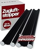 Praknu 2 Zugluftstopper für Türen bis zu 90cm - Doppelseitiger Schutz - Energiesparend - Zuschneidbar - Leicht zu Reinigen - Schwarz