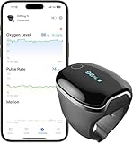 Wellue O2Ring-S Schlaf Pulsoximeter mit Vibrationserinnerung, 24 Std Akkulaufzeit Bluetooth Wiederaufladbar Sauerstoffsättigung Messgerät Finger, Schlaftracker mit 4 * 10 Stunden Eingebauter Speicher