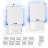 Insektenvernichter Elektrisch,Fliegende Insektenfalle, Plug-in-Fruchtfliegenfalle Innenbereich Elektrische Fliegenfalle UV-Licht Obstfliegenfalle für Fruchtfliegen,Moskitos,Mücken 2 Device+10 Refills