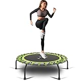 YYOUNICEST Fitness-Trampolin Ø ca 112cm,Indoor Minitrampolin für Erwachsene,Jumping Fitness Trampolin Verstellbarer Griff(3-Fach höhenverstellbar) Bungee-Seil-Design-System,Nutzergewicht bis 150kg