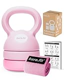 kure.fit Verstellbare Kugelhantel | 2,3 kg - 5,4 kg | Kugelhantel-Gewichte Set für Heim-Fitnessstudio | Ganzkörpertraining, Krafttraining, Gewichtsverlust | Stoff-Band| Anfänger & Frauen | Rosa