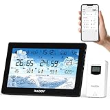 Raddy N90 WLAN Wetterstation mit 8,8″ HTN Display, Smarte App Verbindung, Innen- & Außenthermometer mit Funksensor, Temperatur- & Feuchtigkeitsmonitor, PM2.5/AQI/UV-Index, 5‑Tage Vorhersage