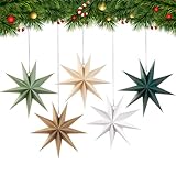 TREABEAR 5PCS Papiersterne Zum Aufhängen, Weihnachtsdeko Stern Papier 30x30cm, Christbaumschmuck Weihnachtsstern Papier, Papiersterne Zum Aufhängen für Weihnachtsdeko Hochzeits Und Geburtstags Deko