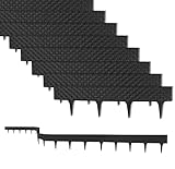 BigDean 6,4 m Rasenkante mit 8 Elemente á 80 cm - Biegbarer Kunststoff in Rattan-Design - Beeteinfassung, Beetumrandung, Palisaden - 9,5 cm hoch