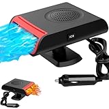 Cerkkapo Autoheizung 12V,150W Heizung 12V,360° Drehba Auto Heizung,2 in 1 Heizung Kühlung Auto Fenster Defroster Demister,Tragbare Heizlüfter für Auto,Auto Heizlüfter mit Zigarettenanzünder-Stecker