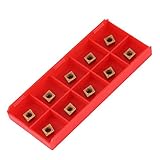CCMT060204 Wendeschneidplatten, 10pcs Zinnbeschichtetes CNC Hartmetall Einsatzschneider Wendeschneiddrehmaschine Fräseinsätze Drehwerkzeuge mit Schachtel für Stahlhalbschneiden