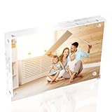 Tikplus Acryl Magnetischen Bilderrahmen 10x15cm, Klein Bilderrahmen Rahmenlos, Klar Glas Fotorahmen Doppelseitige für Büro Schreibtisch, 2cm Dicke