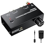 PROZOR Vorverstärker für Plattenspieler Audiophiler M/M Phono Vorverstärker mit Niveau Kontrollen RCA Eingang & Ausgang Schnittstellen inkl. 12V 1A Netzadapter -Schwarz