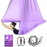 Aerial Yoga Hängematte L: 5 m B: 2,8 m 5,5 Yards Aerial Pilates Seide Yoga Schaukel Set mit 2000 kg Belastung inklusive Gänseblümchen-Kette