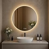 Trintion LED Spiegel Bad mit Beleuchtung 60 cm Rund – Touch-Schalter, Beschlagfrei, Dimmbar – Badezimmerspiegel mit Licht für Make-up & Rasur