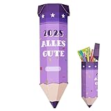 Schultüte, Geschenktüte Schule, Schultüte in Bleistift-Form, Schultüte Mädchen Jungen Namen, 41 CM Geschenkverpackung für Schulanfänger, Pappbox für Schulmaterialien zur Einschulung Schulanfang