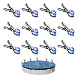 12 Stück Klammern Metall für Poolabdeckung, Befestigungsklammern mit Schutzfolie, Planenclips, Klemmzwingen für Oberirdische Pools, Klemmzwingen mit Starker Spannkraft zum Fotografie und Gewächshaus