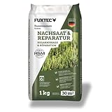 FUXTEC Rasensamen Nachsaat FX-RSNR1 1kg/30m² – Made in Germany – schnellkeimende Grassamen zur Rasensanierung, strapazierfähige Grasmischung, Rasenreparatur von Frühling bis Herbst