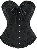 Vrapo Korsett Damen - Bustier Corset Top für Frauen - Vollbrust Corsage Schnürkorsett Taillenformer Dessous - Schwarz - Größe S