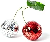 HYZBZJ Disco-Kirsch-Spiegelkugel, Spiegel-DJ-Disco-Kugel, Retro-Hochzeit, Heimdekoration for Partyraum (Color : Red Silver, Size : 10cm)