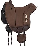 Equinate Reitpad Hamilton aus synthetischem Wildleder Pony Braun - Bareback Pad mit pflegeleichter Neopren Unterseite - Reitkissen Baumloser Sattel