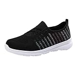 on Schuhe Damen Sale Laufschuhe Damen Leichte Schnürer Fitness Sportschuhe Atmungsaktiv rutschfest Gym Turnschuhe Bequem Orthopädische Keilabsatz Angebote des Tages Heute Schwarz 37