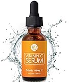 Bioniva Vitamin C Serum für Ihr Gesicht mit 20% Vitamin C + Hyaluronsäure + Vitamin E + Ferulasäure. Natürliche Anti Aging + Anti Falten + Bio Kollagen Booster Gesichtsserum mit organischen Inhaltsstoffen. Ideal für den Einsatz mit einer Derma Roller. (30 ml)