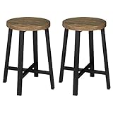 WOLTU Esszimmerstühle 2er Set, Küchenstuhl, Esszimmerhocker, Küchenhocker, Hocker mit Metallbeinen, im Industrial Design, Vintage-Holzmaserung Schwarz, BH370hov-2