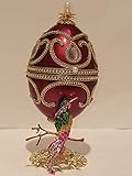 Vogelliebhaber-Geschenk, Muttertag, einzigartiges Ornament, Fabergé-Ei mit Musik, Muttertagsgeschenk für Frauen, Vogel-Schmuckschatulle, Ihre Mutter, Ehefrau, präsentiert 24 Karat Gold,