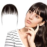 Tyqour Bangs Clip in Pony 100% Fringe Air Bangs Natürliche Pony Haarteil Hair Pieces, Human Hair Clip in Pony Natürliche Bangs für Frauen Nahtlose Clip in Extensions Echthaar Braun