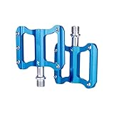 ASZHQUXIUAS Fahrradpedale mit reflektierenden Streifen Rennrad Ultraleicht Flache Pedal Aluminium Legierung Fahrrad Pedal Lager Anti-Slip Faltrad for Rennrad Teile(Blu)